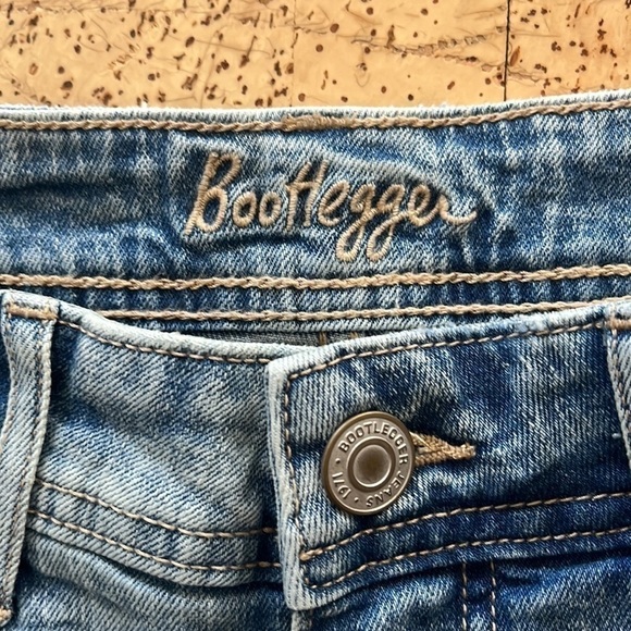 Bootlegger Light Blue Distressed Acid Wash Jean Shorts - Picture 7 of 9